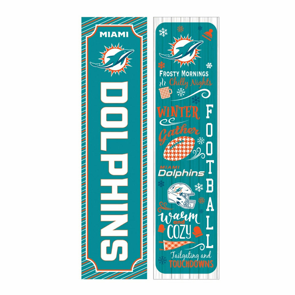 46" Double Sided Leaner, Miami Dolphins, Winter Seasonal, NFL, Home