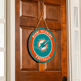 Miami Dolphins Round Door Décor with Hanging Rope, 18x18, NFL, Home
