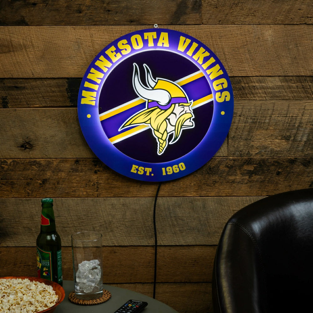 Minnesota Vikings, Metal Lite, Round, NFL