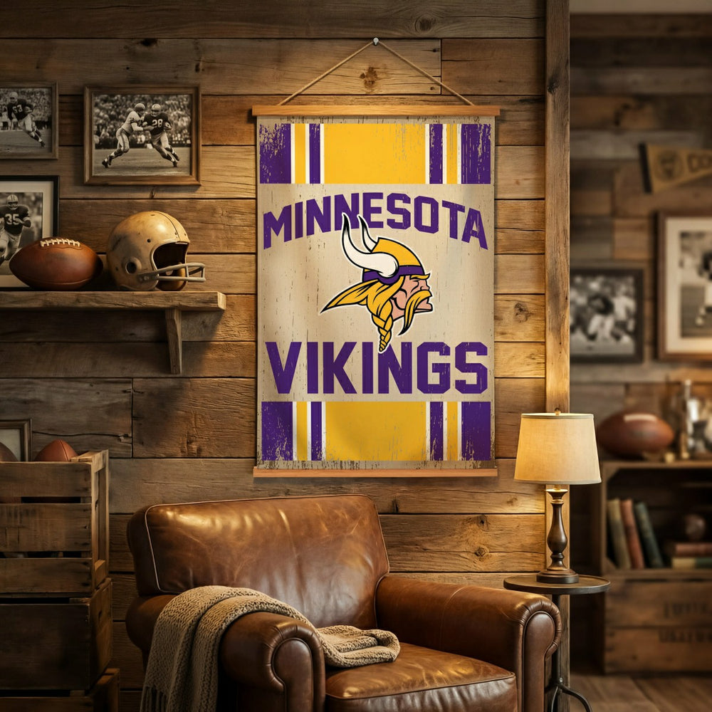 Minnesota Vikings, Canvas Wall Tapestry, Medium, 36x24, NFL, Home