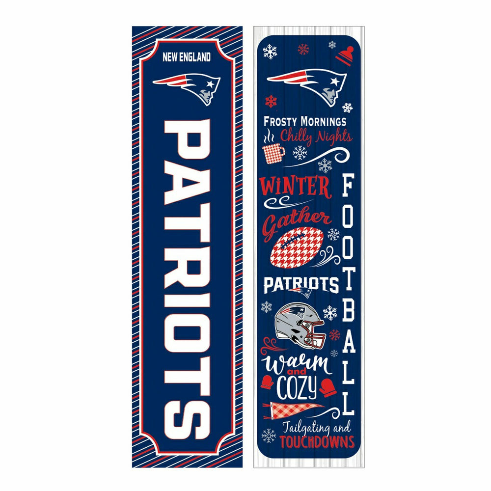 46" Double Sided Leaner, New England Patriots, Winter Seasonal, NFL, Home