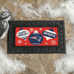 New England Patriots Holiday Flocked Coir Sassafras Switch Mat, 22"x10, NFL