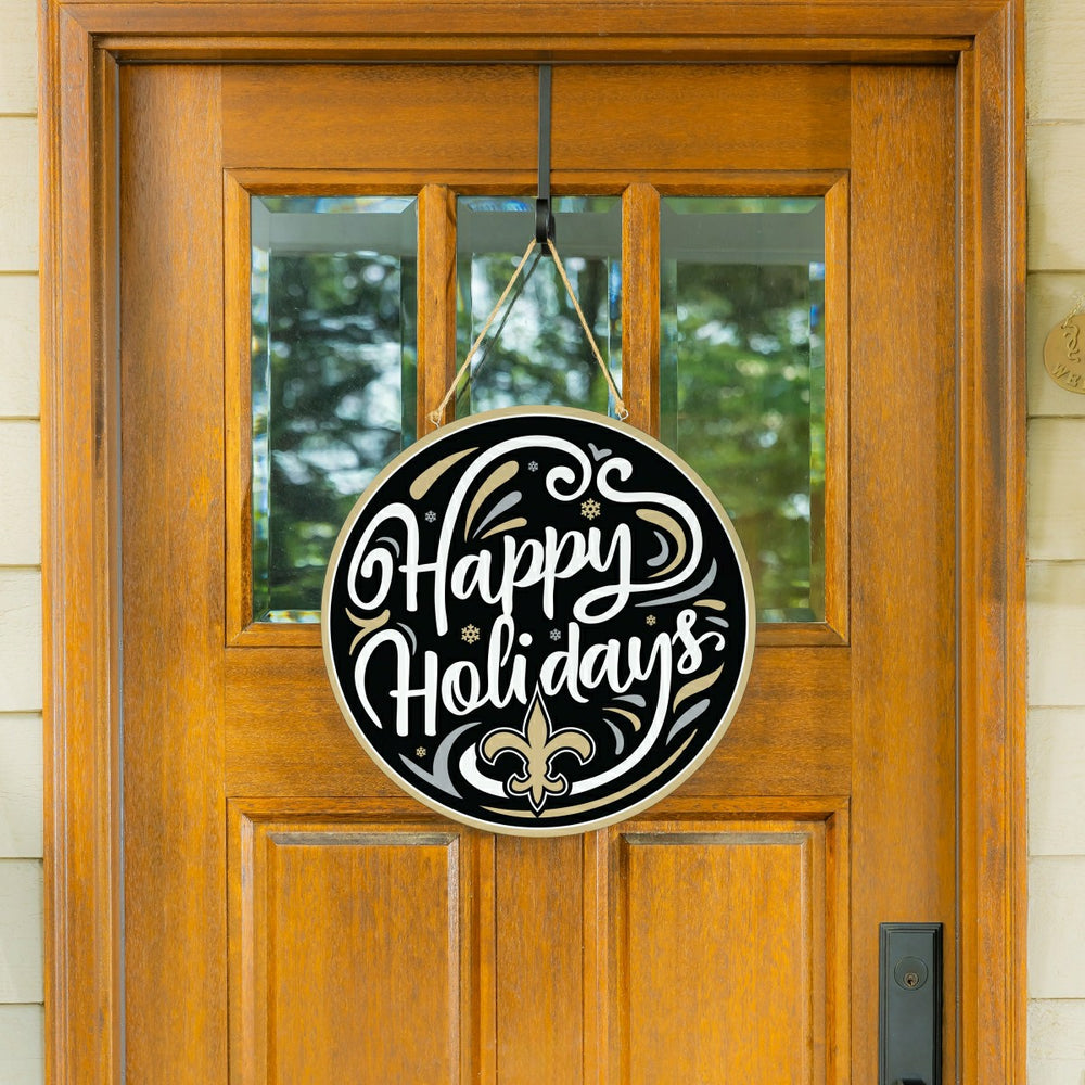 New Orleans Saints Holiday Round Door Décor with Hanging Rope, 18x18, NFL, Home