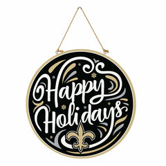 New Orleans Saints Holiday Round Door Décor with Hanging Rope, 18x18, NFL, Home