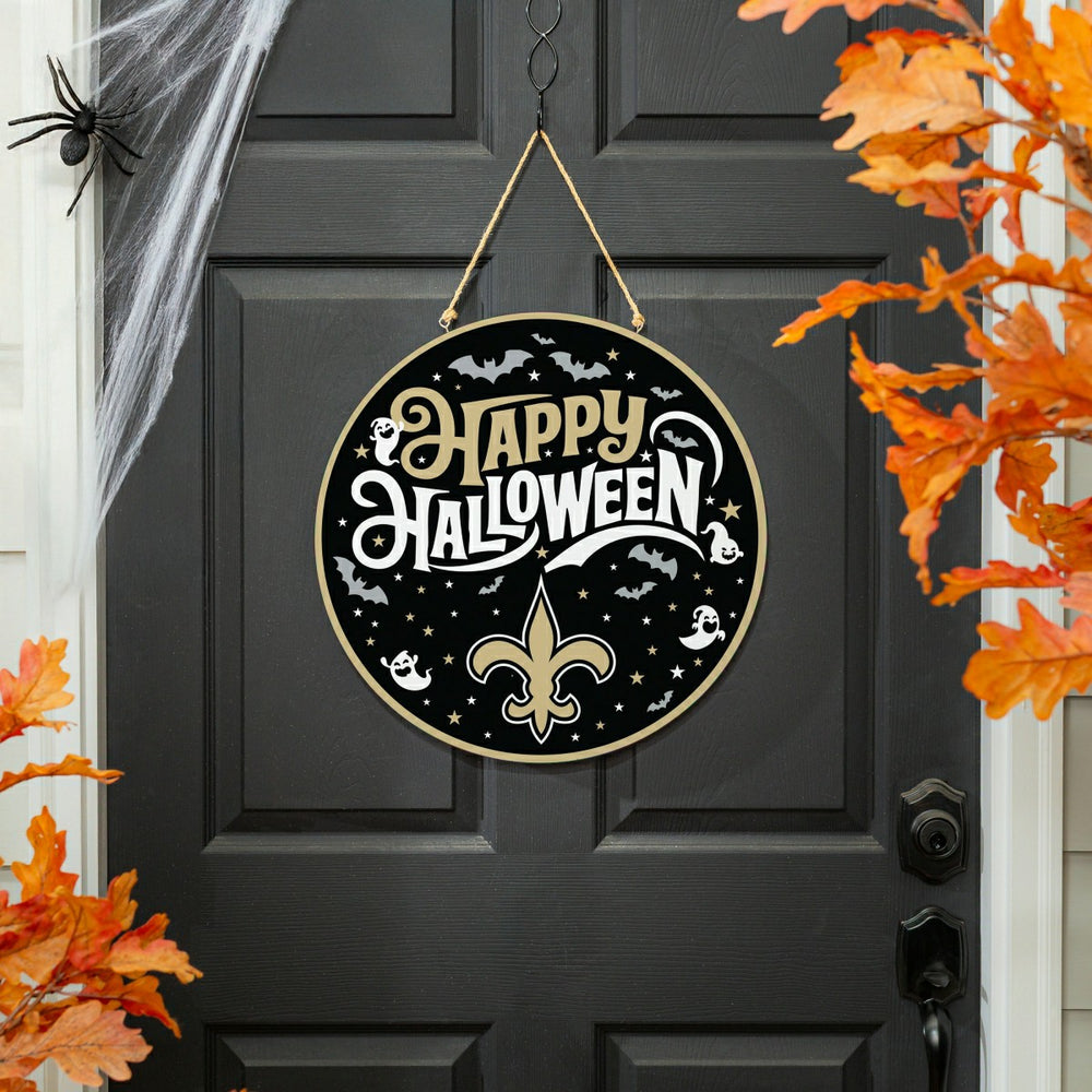 New Orleans Saints Halloween Round Door Décor with Hanging Rope, 18x18, NFL, Home