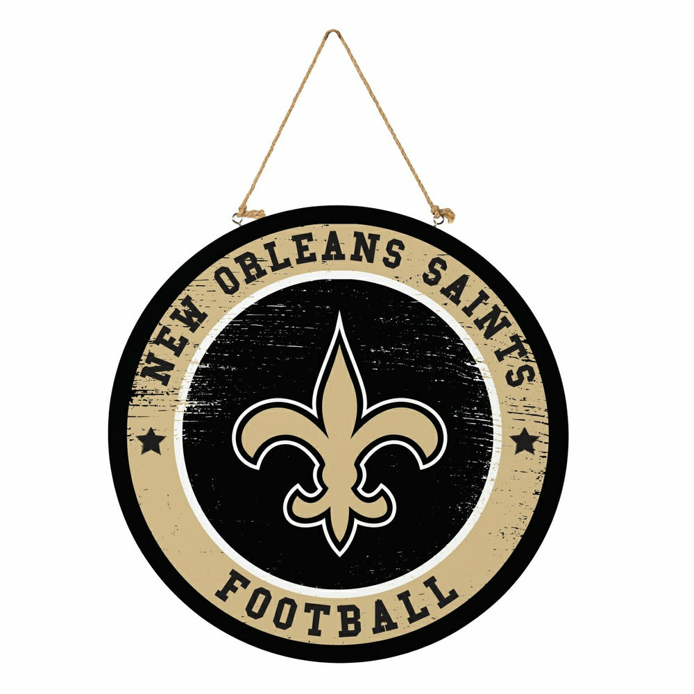 New Orleans Saints Round Door Décor with Hanging Rope, 18x18, NFL, Home