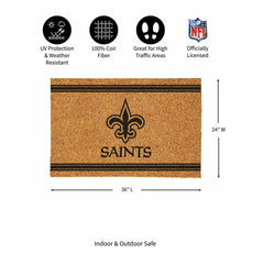 New Orleans Saints Large One Color Coir Mat, 36"x24", NFL