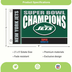 New York Jets Superbowl III Champions Football 3x5 Flag, NFL, Home