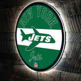 New York Jets NFL Football Large Round Vintage Edgelite LED Decor, NFL, Home
