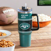 40oz Stainless Steel Canyon Cup w/ Straw, New York Jets, NFL, Home