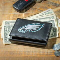 Philadelphia Eagles Black Tri-Fold Embroidered Wallet w/ RFID Blocking, NFL, Home