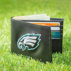 Philadelphia Eagles Black Bi-Fold Embroidered Wallet w/ RFID Blocking, NFL, Home