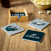 Philadelphia Eagles Ceramic Coasters Set, 4pcs with Wood Caddy, NFL