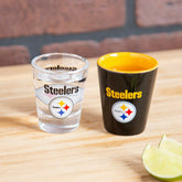 Pittsburgh Steelers 4-Piece Ceramic and Glass 2oz. Shot Glass Set, NFL, Home