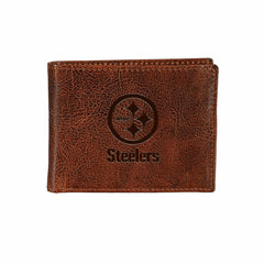 Pittsburgh Steelers, Embossed 100% Genuine Tumbled Leather Passcase Bi, NFL, Home