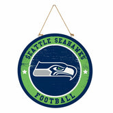 Seattle Seahawks Round Door Décor with Hanging Rope, 18x18, NFL, Home