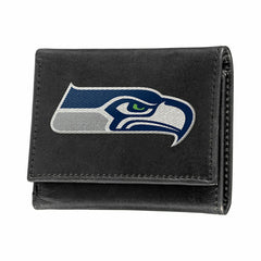 Seattle Seahawks Black Tri-Fold Embroidered Wallet w/ RFID Blocking, NFL, Home