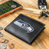 Seattle Seahawks Black Bi-Fold Embroidered Wallet w/ RFID Blocking, NFL, Home