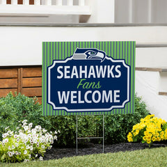 Seattle Seahawks Coroplast Yard Sign, "Fans Welcome", NFL, Home