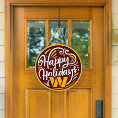 Washington Commanders Holiday Round Door Décor with Hanging Rope, 18x1, NFL, Home