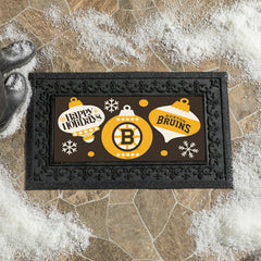 Boston Bruins Holiday Flocked Coir Sassafras Switch Mat, 22"x10", NHL