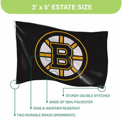 Boston Bruins Single Sided Flag with 2 Grommets, 3'x5', NHL