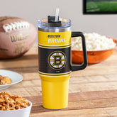 40oz Stainless Steel Canyon Cup w/ Straw, Boston Bruins, NHL, Home