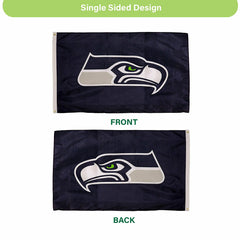 Seattle Seahawks Single Sided Estate Flag with 2 Grommets, 3'x5', Home, NFL