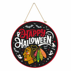 Chicago Blackhawks Halloween Round Door Décor with Hanging Rope, 18x18, NHL, Home