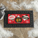 Chicago Blackhawks Holiday Flocked Coir Sassafras Switch Mat, 22"x10", NHL