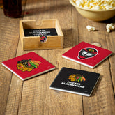 Chicago Blackhawks Ceramic Coasters Set, 4pcs with Wood Caddy, NHL, Home