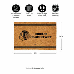 Chicago Blackhawks Large One Color Coir Mat, 36"x24", NHL