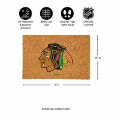 Chicago Blackhawks Large Full Color Coir Mat, 36"x24", NHL