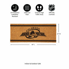 Colorado Avalanche Extra Large One Color Coir Mat, 60"x24", NHL