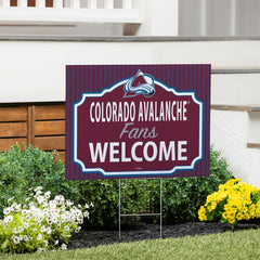 Colorado Avalanche Coroplast Yard Sign, "Fans Welcome", NHL, Home