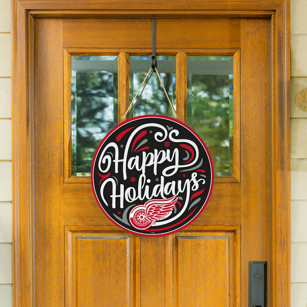 Detroit Red Wings Holiday Round Door Décor with Hanging Rope, 18x18, NHL, Home