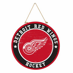 Detroit Red Wings Round Door Décor with Hanging Rope, 18x18, NHL, Home