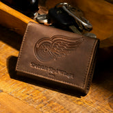 Detroit Red Wings, Tri-Fold Wallet, Brown, CH, 100% Genuine Leather, NHL, Home
