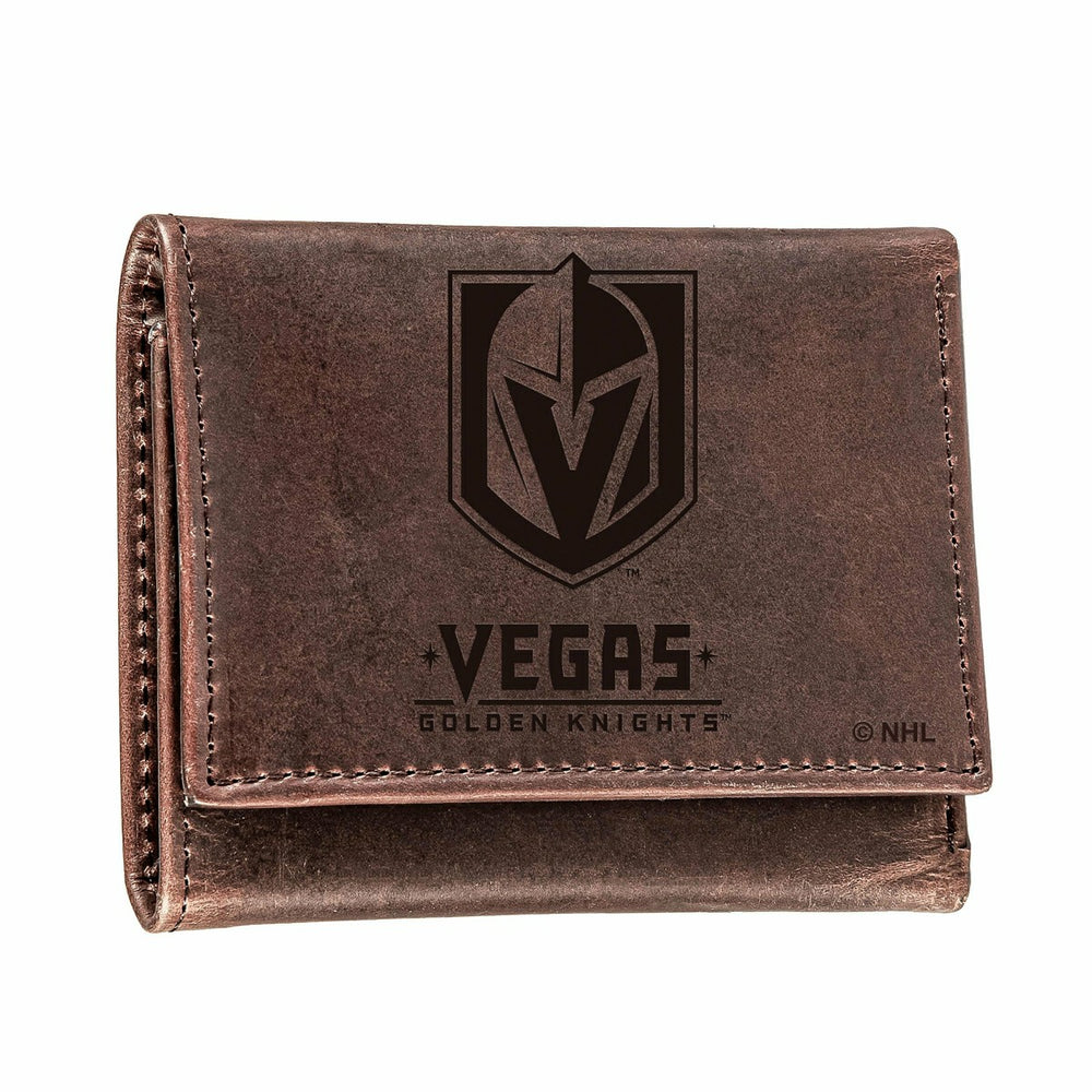 Vegas Golden Knights, Tri-Fold Wallet, Brown, CH, 100% Genuine Leather, NHL, Home