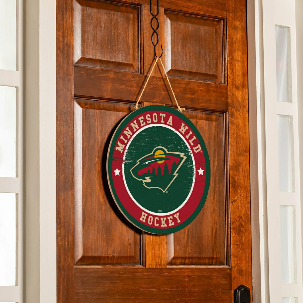 Minnesota Wild Round Door Décor with Hanging Rope, 18x18, NHL, Home