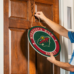 Minnesota Wild Round Door Décor with Hanging Rope, 18x18, NHL, Home