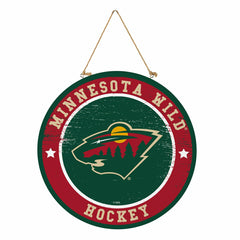 Minnesota Wild Round Door Décor with Hanging Rope, 18x18, NHL, Home