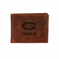 Montreal Canadiens, Embossed 100% Genuine Tumbled Leather Passcase Bi-, NHL, Home