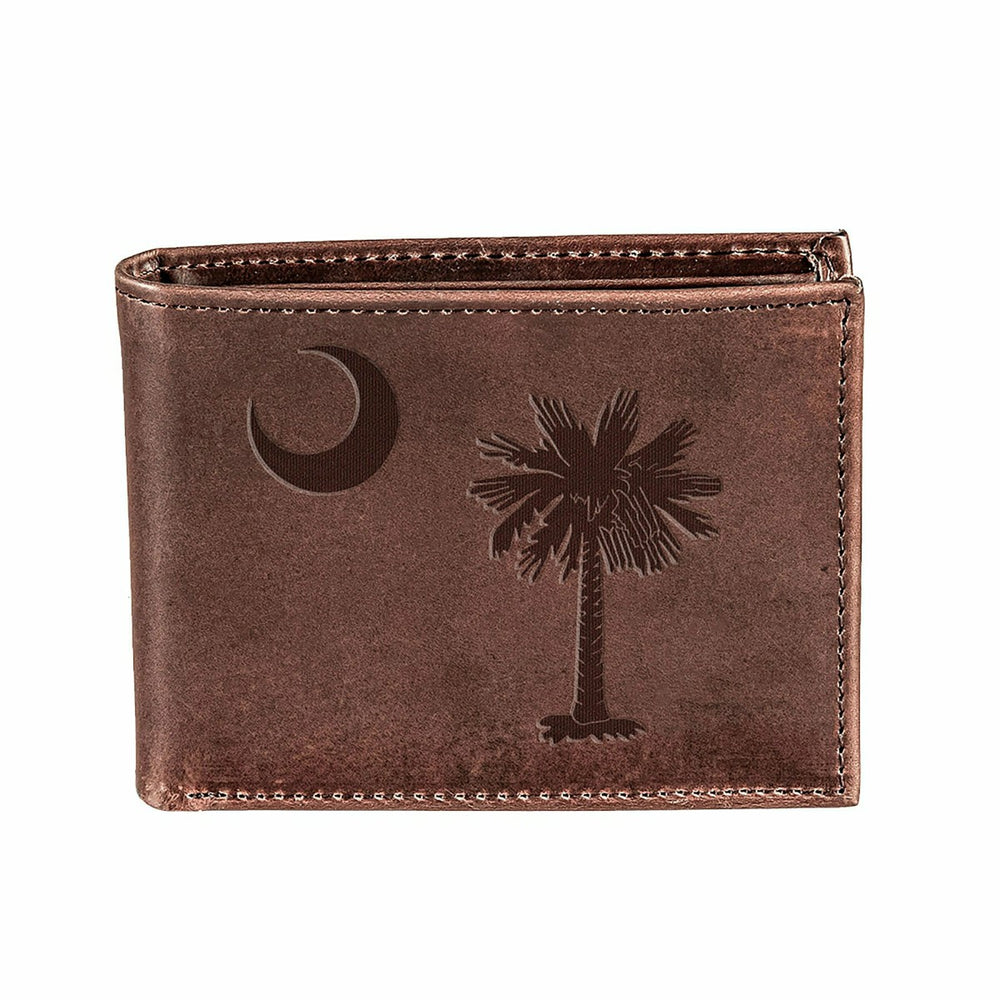 Bi-Fold Wallet, Brown, CH, 100% Genuine Leather, South Carolina State , Home