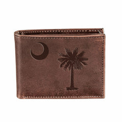 Bi-Fold Wallet, Brown, CH, 100% Genuine Leather, South Carolina State , Home