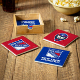 New York Rangers Ceramic Coasters Set, 4pcs with Wood Caddy, NHL, Home