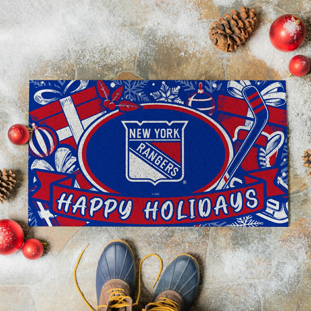 New York Rangers Holiday PVC Mat, 28"x16", NHL
