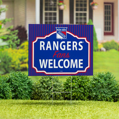New York Rangers Coroplast Yard Sign, "Fans Welcome", NHL, Home