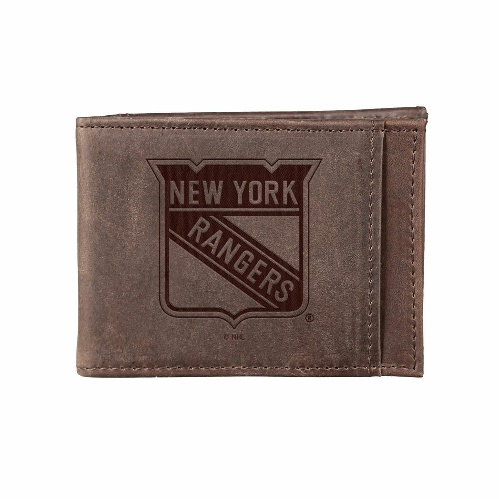 Front Pocket Wallet w/ RFID Blocking, New York Rangers, Brown, NHL, Home