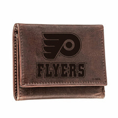 Philadelphia Flyers, Tri-Fold Wallet, Brown, CH, 100% Genuine Leather, NHL, Home